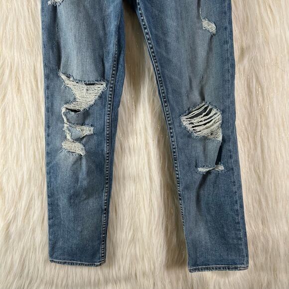 Ramy Brooke Cotton & PU Distressed Skinny Jeans Medium Wash Blue Womens Size 26 - Picture 3 of 11